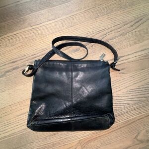 Tignanello Black Leather Crossbody Bag with Adjustable Strap